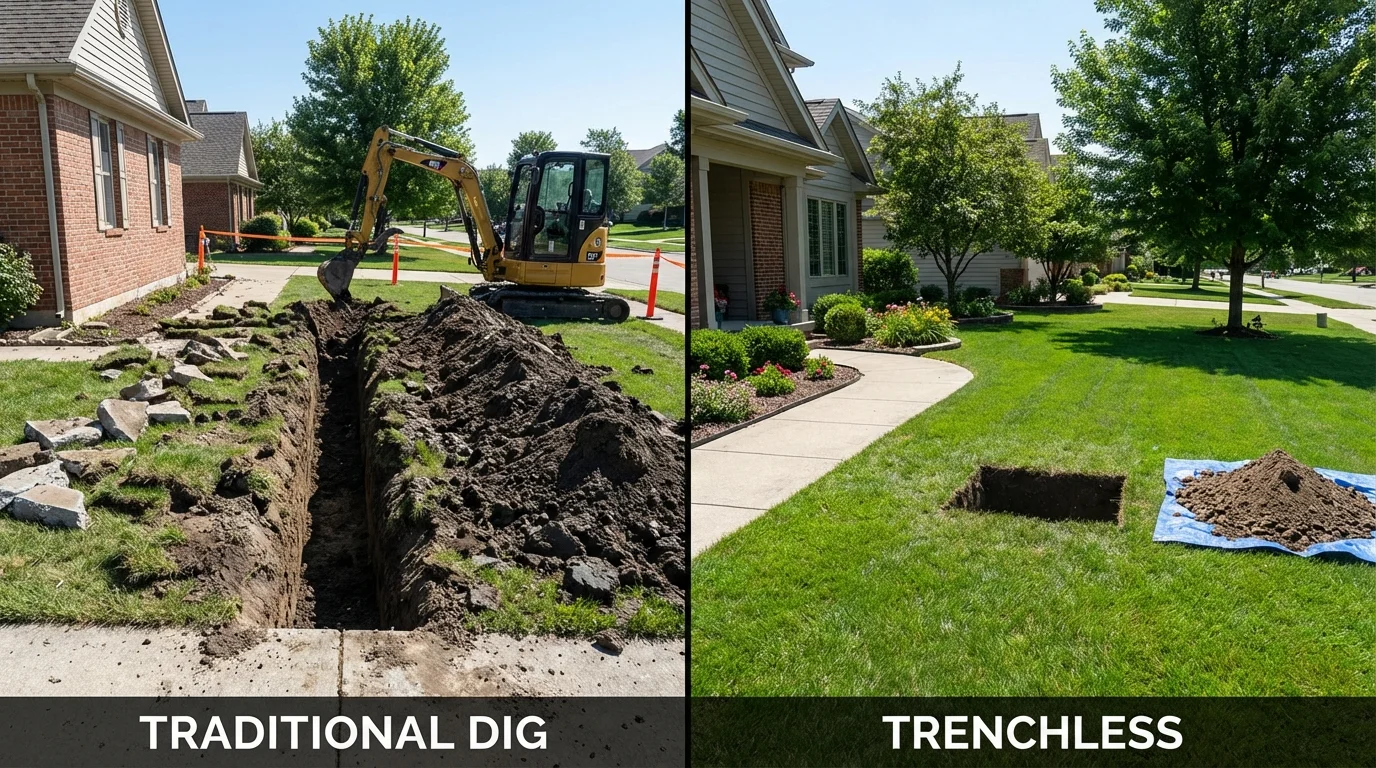 Trenchless sewer repair with minimal yard damage versus traditional excavation in Cheyenne, WY